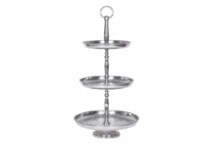 Design Etagere ORIENT 50cm silber im Wild Hammerschlag mit drei Etagen