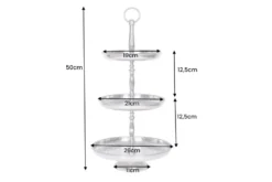 Design Etagere ORIENT 50cm silber im Wild Hammerschlag mit drei Etagen