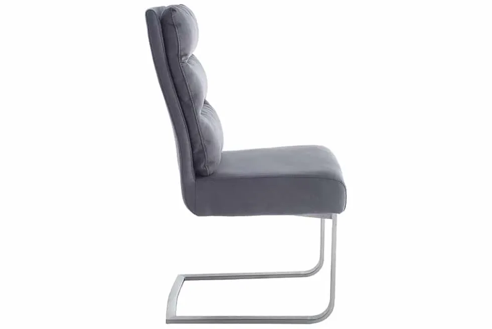 Design Freischwinger Stuhl COMFORT vintage grau mit Edelstahl-Gestell