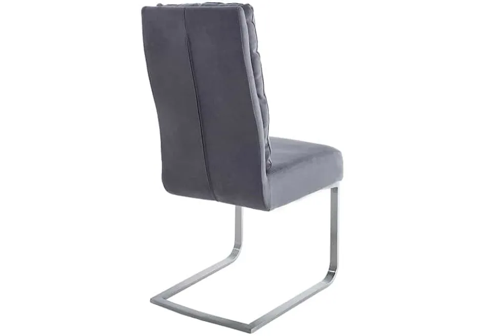 Design Freischwinger Stuhl COMFORT vintage grau mit Edelstahl-Gestell