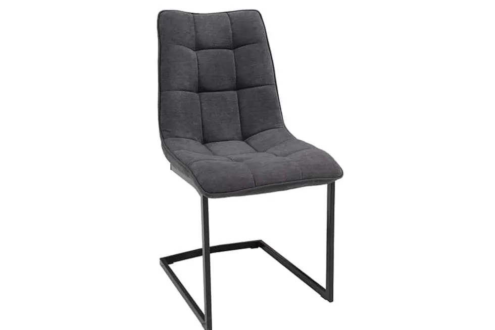 Design Freischwinger Stuhl MIAMI dunkelgrau Metallgestell matt schwarz