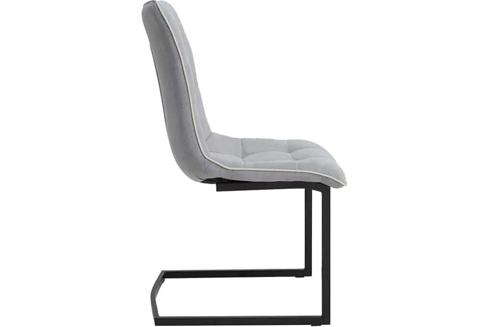 Design Freischwinger Stuhl MIAMI hellgrau Metallgestell matt schwarz