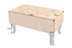 Design Fußhocker CHESTERFIELD 80cm senfgelb Samt Knopfheftung Nietenbesatz
