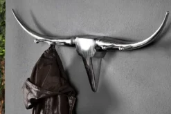 Design Garderobe BULL 100cm Aluminium Wanddekoration Stierkopf