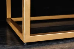 Design Highboard ILLUSION 120cm schwarz Mangoholz Massivholz mit 3D Schnitzereien gold Eisen Metallgestell
