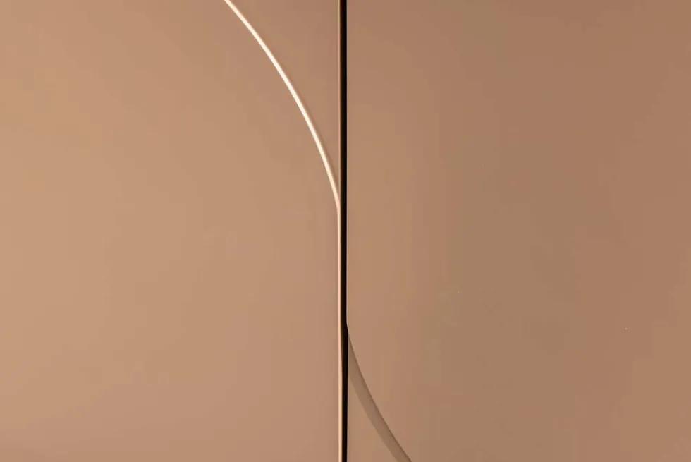 Design Highboard SAVOY 130cm grau beige greige Travertin Keramik Stauraum 3D-Front