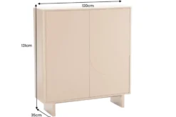 Design Highboard SAVOY 130cm grau beige greige Travertin Keramik Stauraum 3D-Front