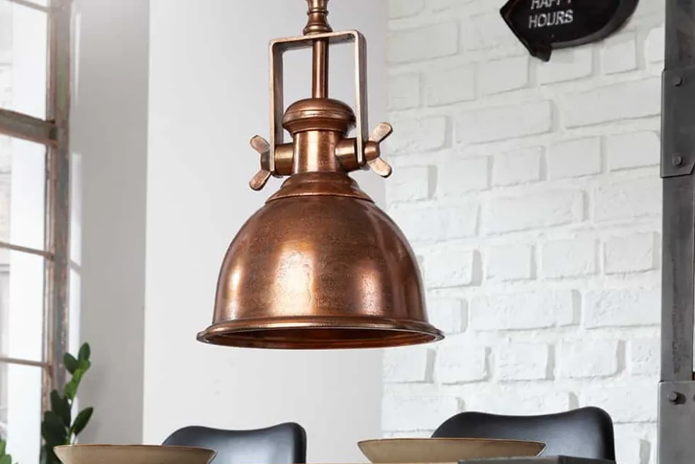 Design Hängelampe INDUSTRIAL 45cm kupfer geflammt Industrial Stil