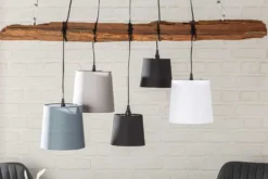 Design Hängelampe LEVELS 115cm Treibholz schwarz grau mit 5 Leuchten