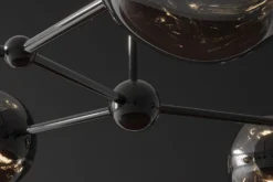 Design Hängelampe LIQUID DIAMOND 100cm smoke schwarz Glas fünf Schirme Kugelleuchte