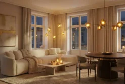 Design Hängelampe LIQUID DIAMOND 100cm gold Glas Stahl fünf Schirme Kugelleuchte