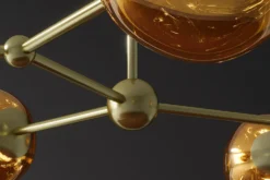 Design Hängelampe LIQUID DIAMOND 100cm gold Glas Stahl fünf Schirme Kugelleuchte