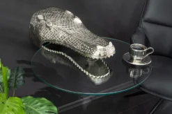 Design Hängetisch WILDLIFE CROCODILE 60cm silber Metall Krokodil Beistelltisch