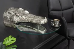 Design Hängetisch WILDLIFE CROCODILE 60cm silber Metall Krokodil Beistelltisch