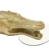 Design Hängetisch WILDLIFE CROCODILE 75cm gold Krokodil oval Glas Beistelltisch