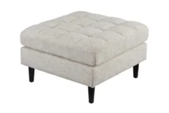 Design Hocker COZY VELVET 80cm beige Chenille Federkern Holzfüße