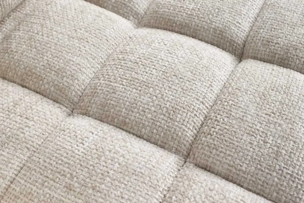Design Hocker COZY VELVET 80cm beige Chenille Federkern Holzfüße