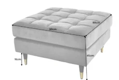 Design Hocker COZY VELVET 80cm grau Samt goldene Füße