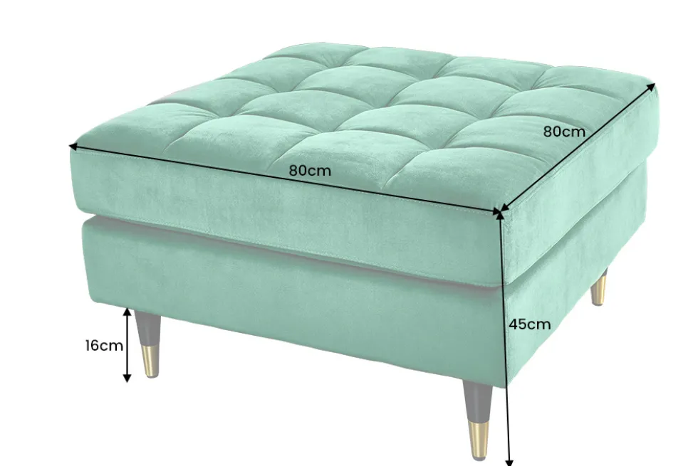 Design Hocker COZY VELVET 80cm smaragdgrün Samt goldene Füße