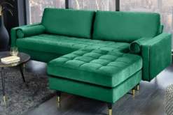 Design Hocker COZY VELVET 80cm smaragdgrün Samt goldene Füße