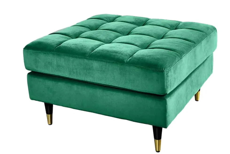 Design Hocker COZY VELVET 80cm smaragdgrün Samt goldene Füße