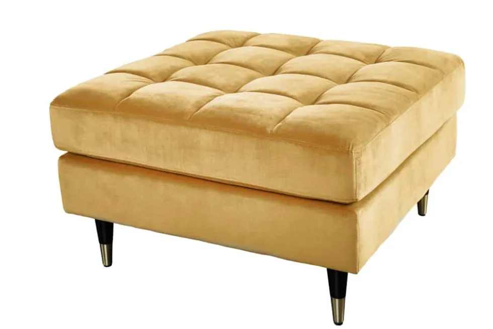 Design Hocker COZY VELVET 80cm senfgelb gold Samt Metallfüße