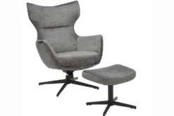 Design Hocker VOGUE 45cm grau Samt drehbar schwarze Metallbeine Fußhocker