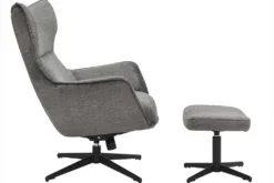Design Hocker VOGUE 45cm grau Samt drehbar schwarze Metallbeine Fußhocker