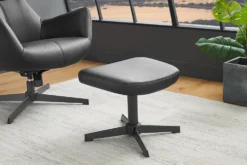 Design Hocker VOGUE 45cm schwarz Kunstleder drehbar Metallbeine Fußhocker