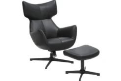 Design Hocker VOGUE 45cm schwarz Kunstleder drehbar Metallbeine Fußhocker