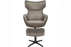 Design Hocker VOGUE 45cm taupe Samt drehbar schwarze Metallbeine Fußhocker