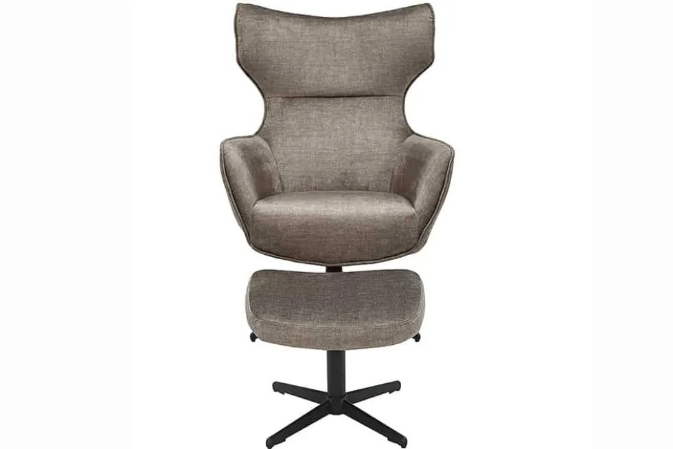 Design Hocker VOGUE 45cm taupe Samt drehbar schwarze Metallbeine Fußhocker