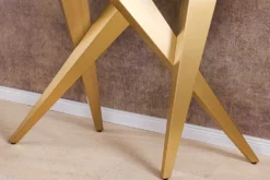 Design Konsolentisch ART LIVING 140cm weiß Marmor Keramik champagner gold brushed