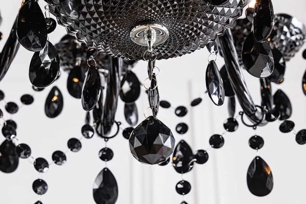 Design Kronleuchter BLACK CRYSTAL XL 80cm schwarz Acryl 15-armig Lüster
