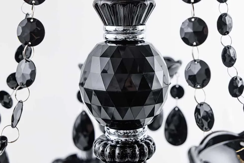 Design Kronleuchter BLACK CRYSTAL XL 80cm schwarz Acryl 15-armig Lüster
