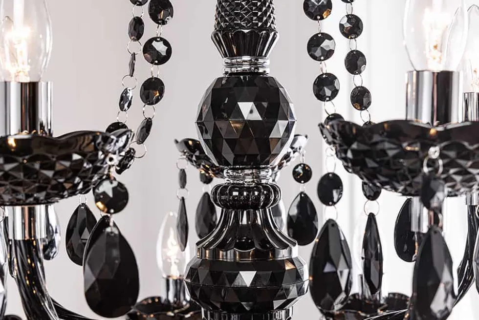 Design Kronleuchter BLACK CRYSTAL XL 80cm schwarz Acryl 15-armig Lüster