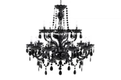 Design Kronleuchter BLACK CRYSTAL XL 80cm schwarz Acryl 15-armig Lüster