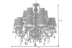 Design Kronleuchter BLACK CRYSTAL XL 80cm schwarz Acryl 15-armig Lüster mit Schirmen