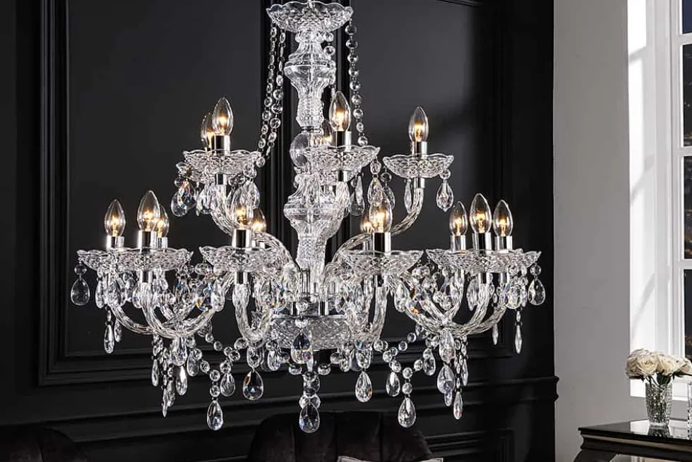 Design Kronleuchter CRYSTAL XL 80cm klar Acryl 15-armig Lüster