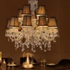 Design Kronleuchter CRYSTAL XL 80cm klar Acryl 15-armig Lüster schwarz mit Schirmen