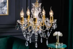 Design Kronleuchter DIAMONDS S 40cm gold Acryl 5-armig Barock Design