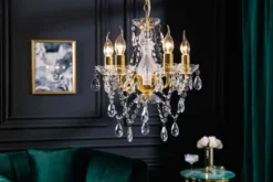 Design Kronleuchter DIAMONDS S 40cm gold Acryl 5-armig Barock Design