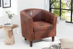 Design Lounge Sessel HEMINGWAY whisky braun mit Armlehnen Cocktailsessel Massivholzbeine