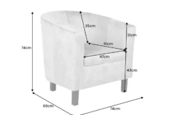 Design Lounge Sessel HEMINGWAY dunkelgrau Samt Armlehnen Cocktailsessel