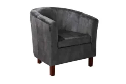 Design Lounge Sessel HEMINGWAY dunkelgrau Samt Armlehnen Cocktailsessel