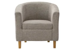 Design Lounge Sessel HEMINGWAY taupe Strukturstoff mit Armlehnen Cocktailsessel