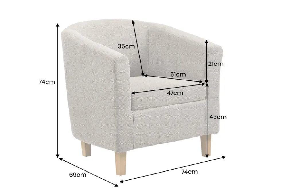 Design Lounge Sessel HEMINGWAY taupe Strukturstoff mit Armlehnen Cocktailsessel