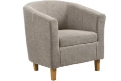 Design Lounge Sessel HEMINGWAY taupe Strukturstoff mit Armlehnen Cocktailsessel