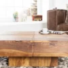 Design Massivholz Couchtisch BOLT 70cm braun Sheesham stone finish Handarbeit