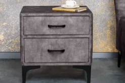 Design Nachttisch BOUTIQUE 50cm dunkelgrau Samt zwei Schubladen